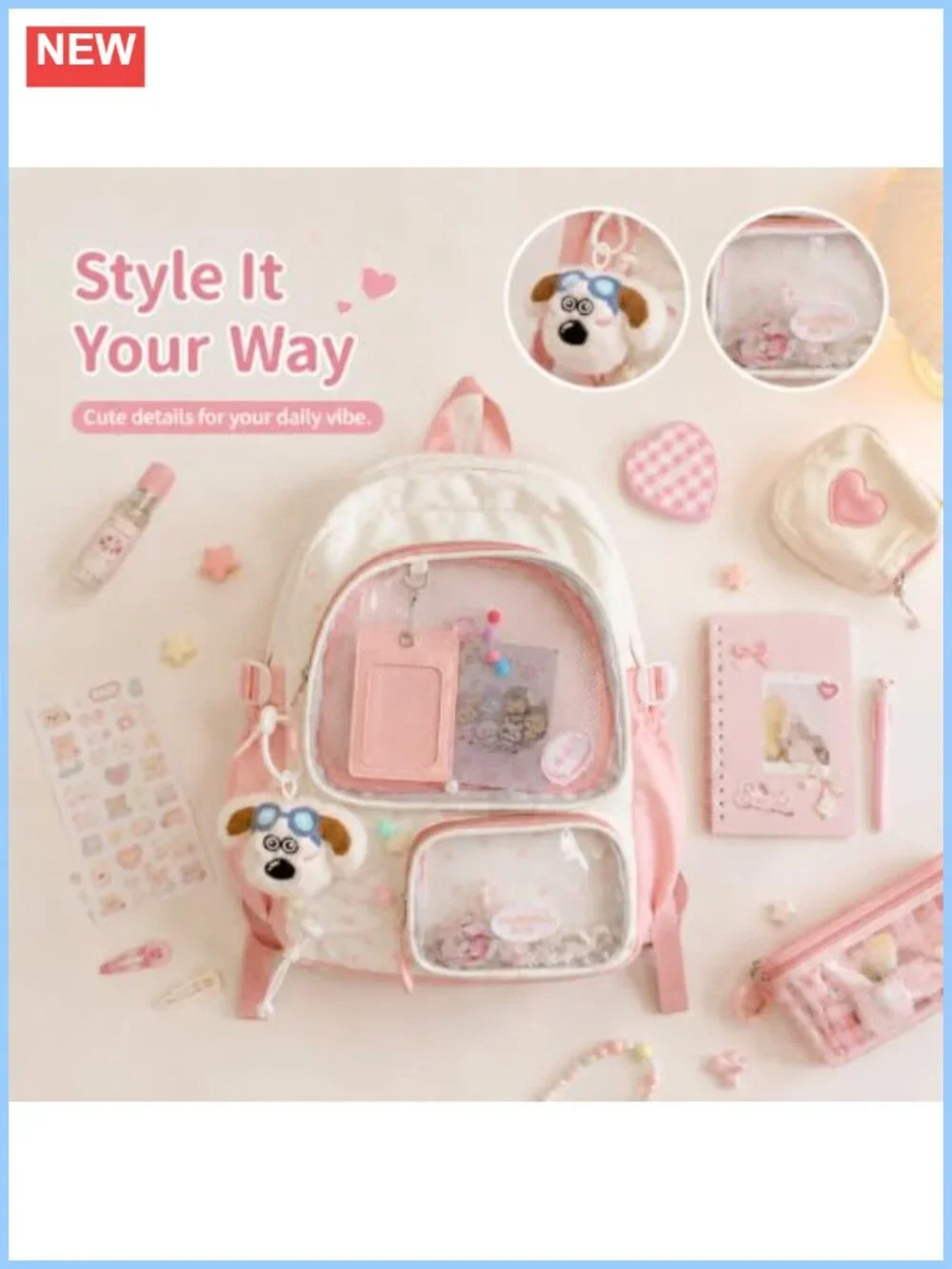 Ita Bag Backpack Purse Nylon PVC Y2K Kawaii Pin Display Daypack